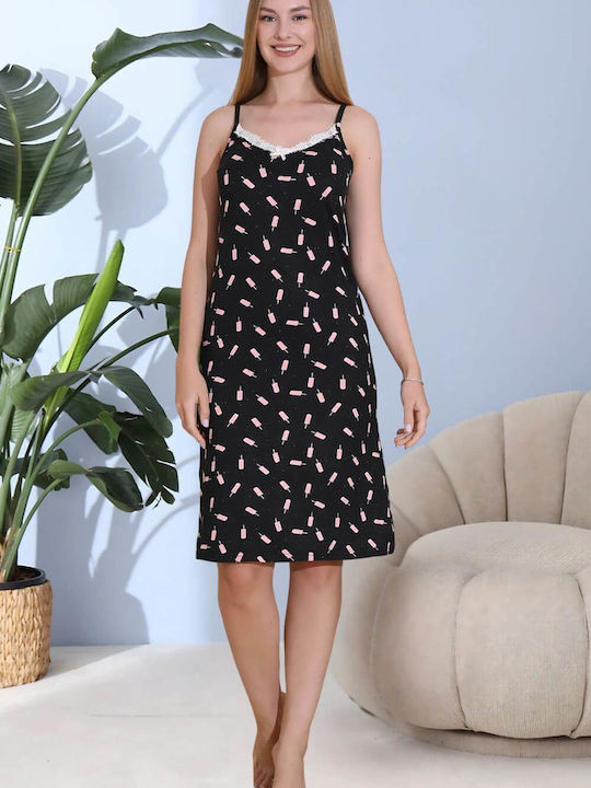 Boyraz Sommer Damen Nachthemd Schwarze