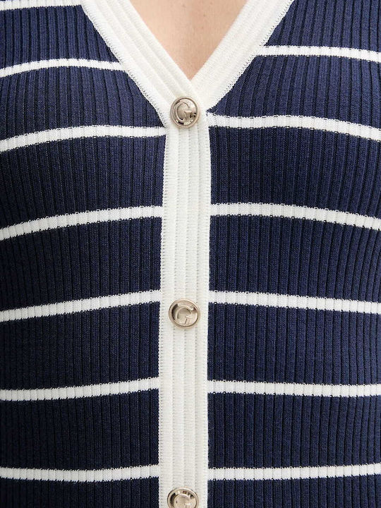 Midi Shirt Dress Wrap Blue/White