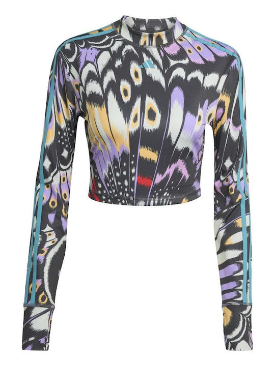 Farm Rio Damen Sport Crop Top Langarm Mehrfarbig