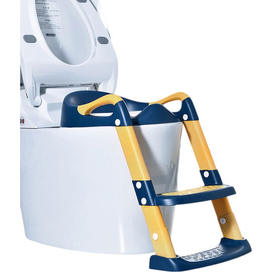 Baby Wise Toddler Toilet Seat with Footrest Handles and Cushion Blue / Yellow
