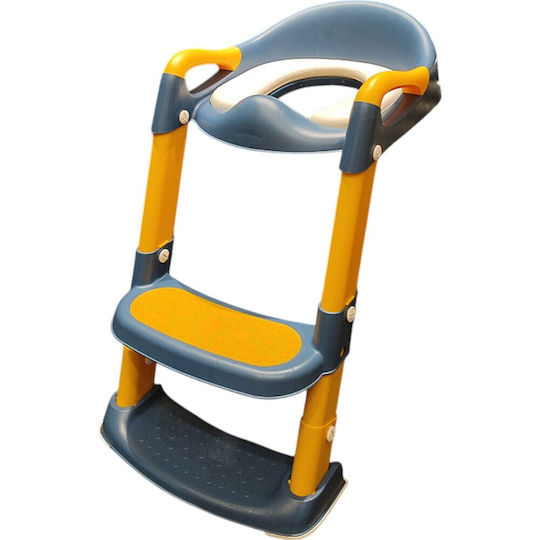 Baby Wise Toddler Toilet Seat with Footrest Handles and Cushion Blue / Yellow