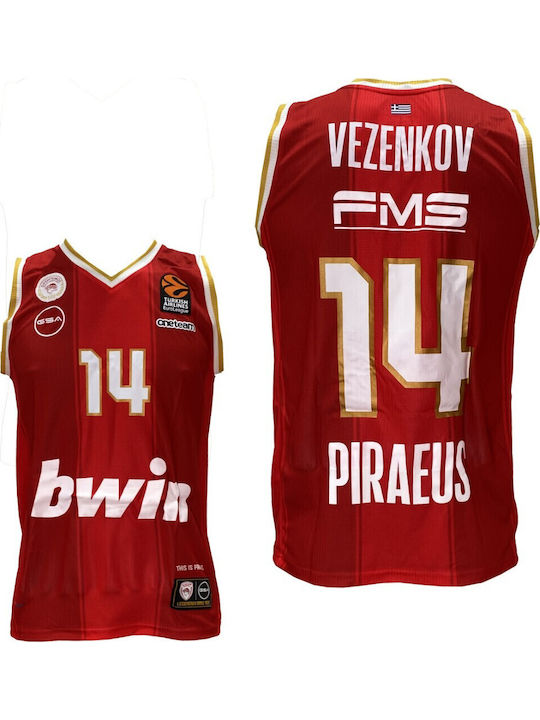 Gsa Official Men's Basketball Jersey Olympiacos B.c Anniversary Vezenkov 24/25 Red 1747162-2