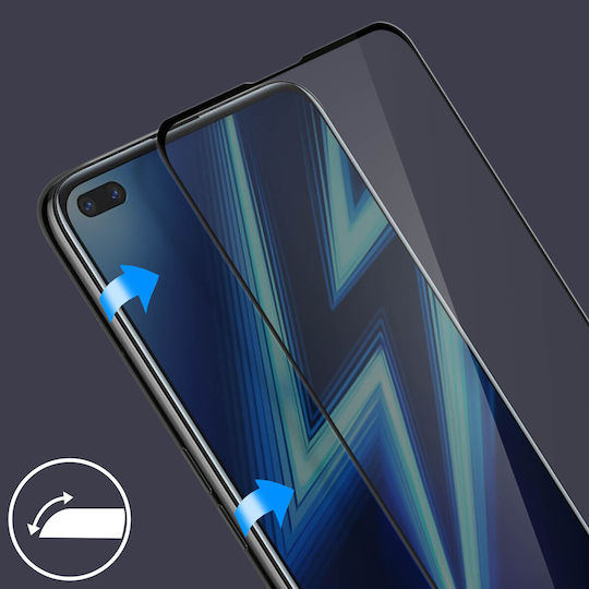 Displayschutzfolie Realme 6 Pro 9h Gehärtetes Glas Mit Geätztem Klare Umriss Schwarz