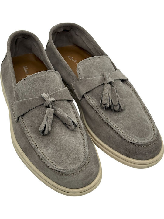 Leder Herren Mokassins in Gray Farbe