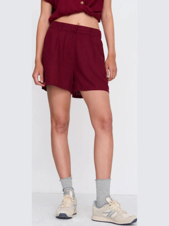 Γυναικείο Λινό Σορτς Burgundy