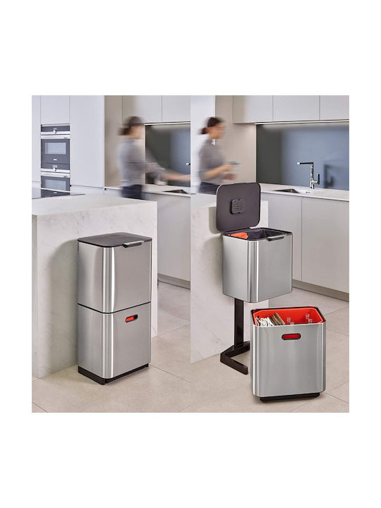Joseph Joseph Waste Bin Recycling made of Stainless Steel Silver 60lt 1pcs