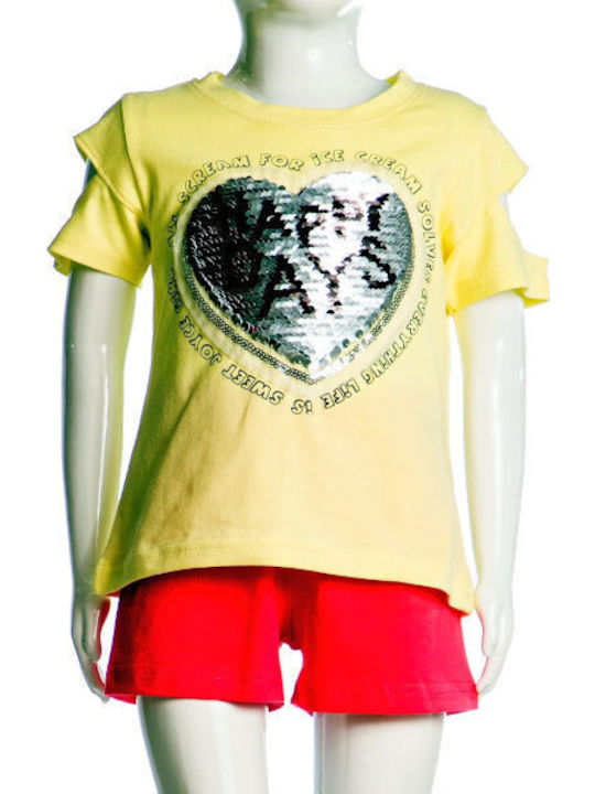 Kids' Set with Shorts Summer 2pcs Yellow Ice Cream