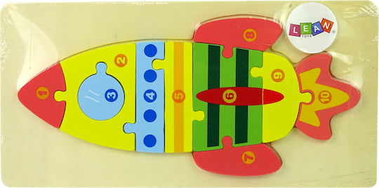 Wooden Kids Peg Puzzle Missile 10pcs Lean Toys