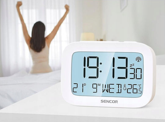 Sencor Tabletop Digital Clock LCD with Alarm Clock White SDC 2200 W