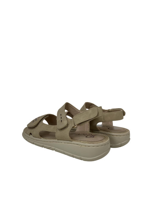 Damen Anatomische Flache Sandalen Beige