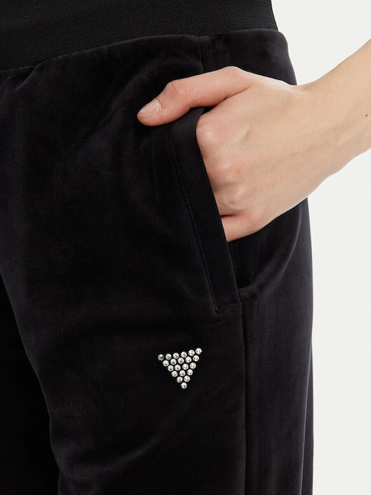 Damen Jogginghose mit Samt Jogger Schwarz