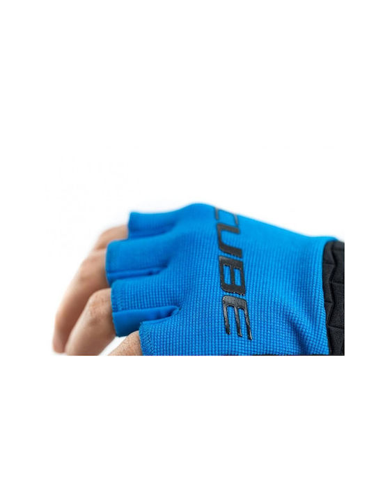 CUBE Performance Half Finger Cycling Gloves Kids Blue