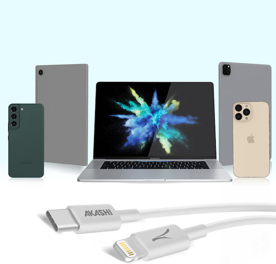 Usb-c Cable To Lightning Cable 20w Charge Synchronise Eco-design Akashi White