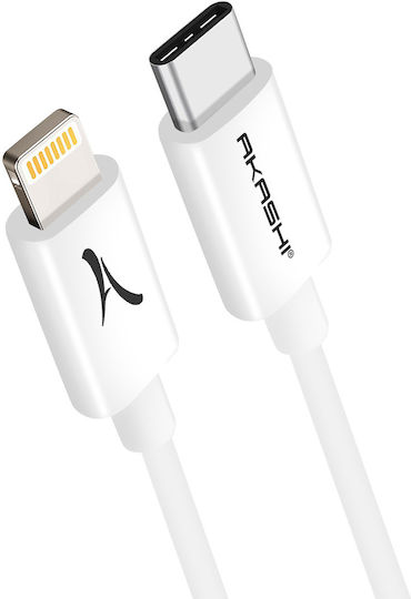 Cable Usb Type C To Lightning Quick Charge Transfer 1m Signed Akashi White