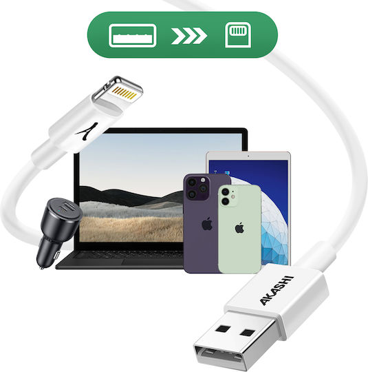 Akashi USB-zu-iPhone Lightning Ladekabel 3m Weiß