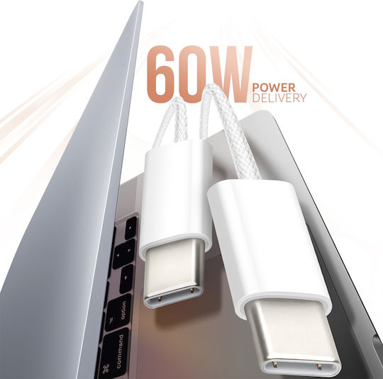 Avizar USB Typ-C Zu USB Typ-C 60W Power Delivery Kabel Länge 1m Weiß