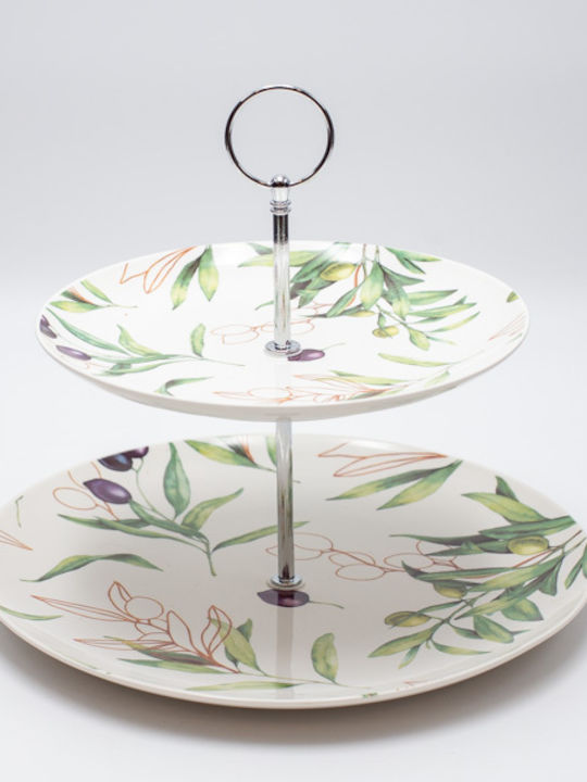 Porcelain Dessert Divided Serving Plate White Ø26cm 2pcs