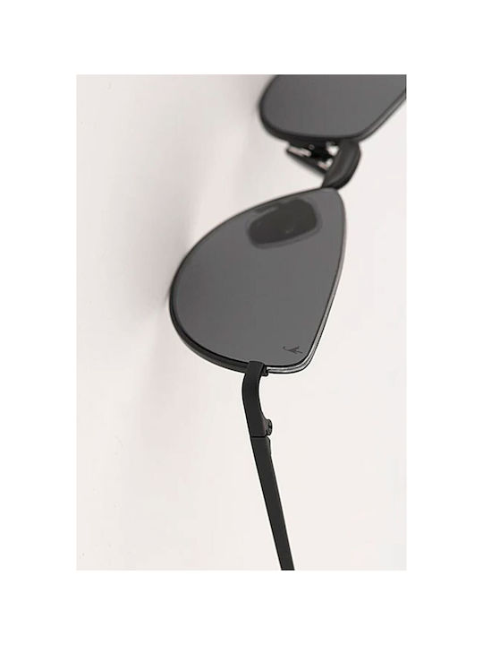 Women's Sunglasses with Black Metal Frame and Black Lens