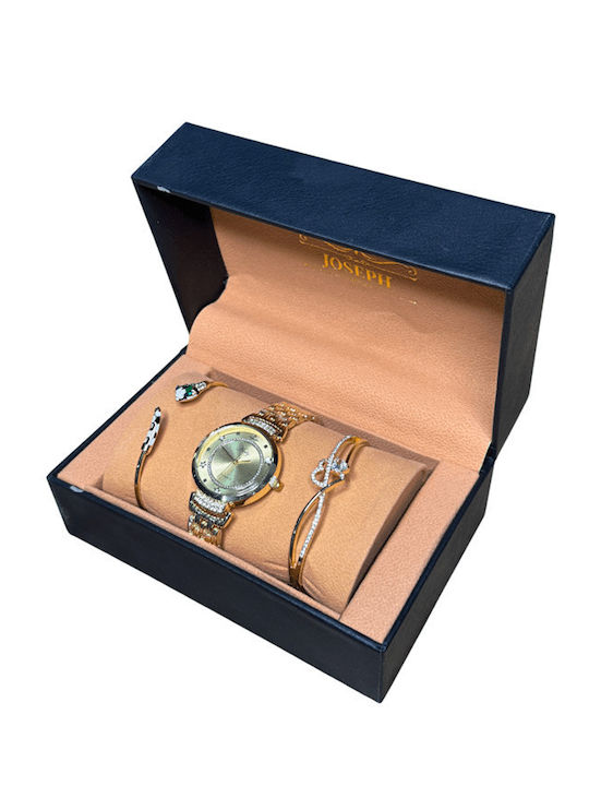 DMP Damen Uhr mit Gold Metallarmband