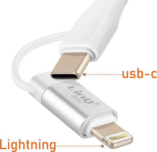 Adaptor Audio Linq Jack 3.5mm Femelă La Lightning Usb C Mascul Alb