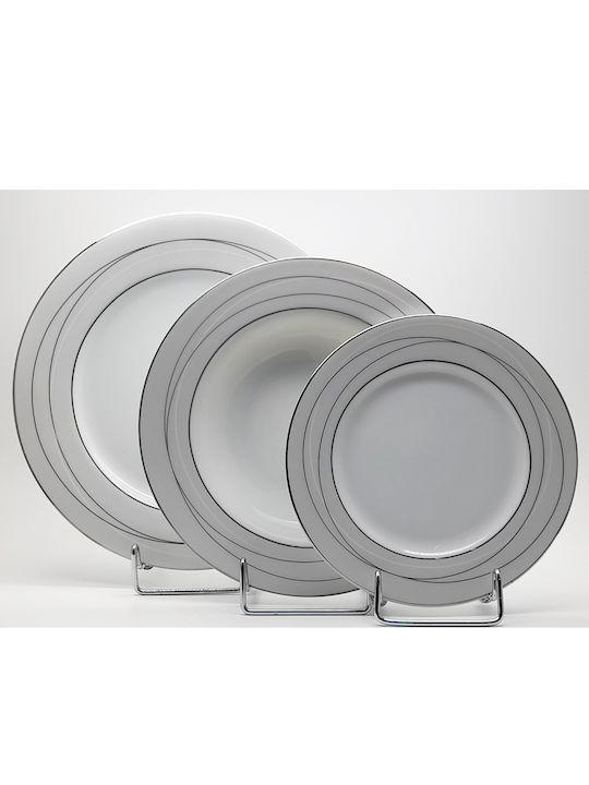 Christinholm Christinholm 638 Platin Silver Porcelain Dinnerware Set 20pcs
