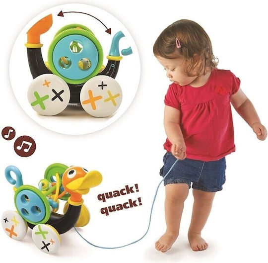 Yookidoo Дърпаща играчка Pull Along Whistling Duck от дърво с музика и звуци за 12++ месеца