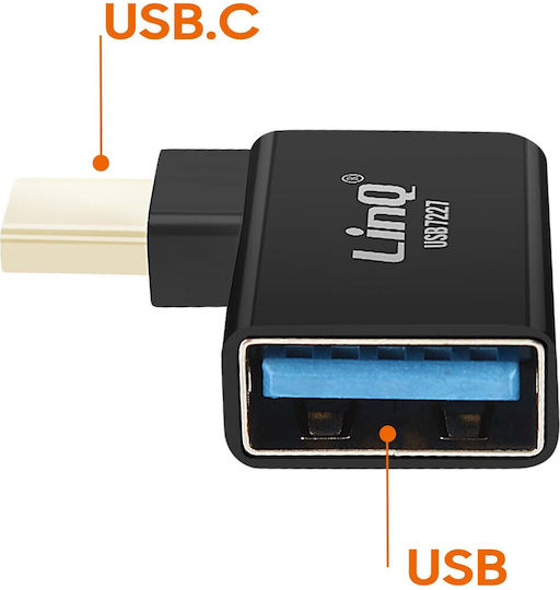 Linq Otg USB Weiblich Zu USB-C Männlich Adapter 10 Gbps Datenübertragung Ladegerät Schwarz