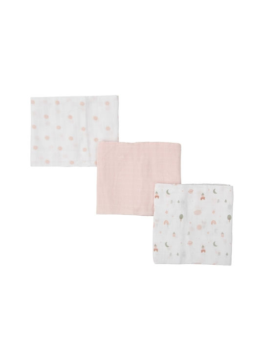Bimbidreams Pink Rainbows Swaddle Blankets Made of Pink Muslin 80x80cm 3 Pieces