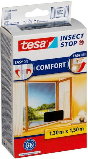 Tesa Comfort Σίτα Παραθύρου με Σκρατς Σταθερή Μαύρη 150x130cm