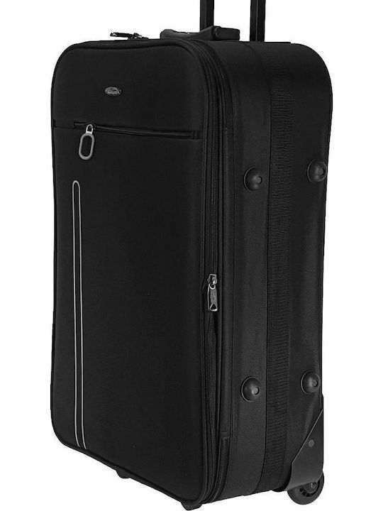 Seagull Medium Black Travel Suitcase With 4 Wheels Height 65cm