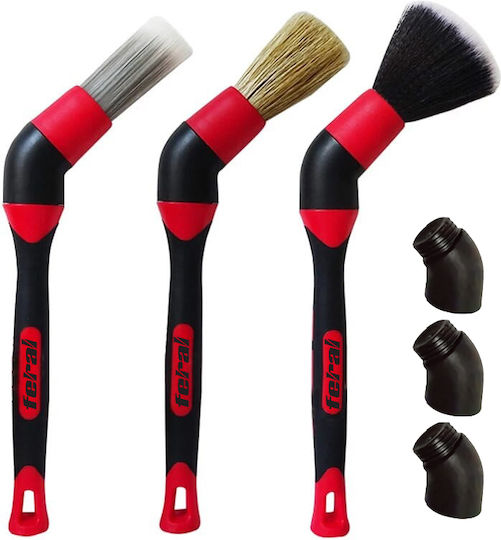 Red Angle Adapter Cleaning Brushes Detailing Pro Feral 3 Pieces Auto Gs 25558