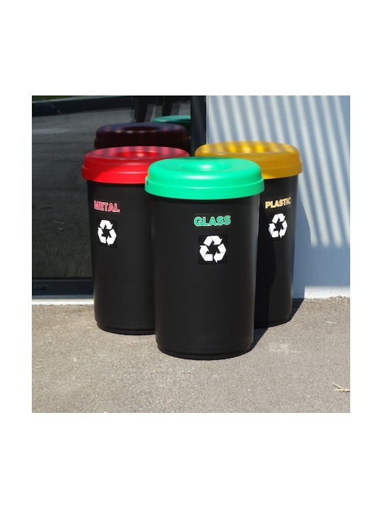 Viomes 316 Waste Bin Recycling Plastic Black-Red 60lt 1pcs