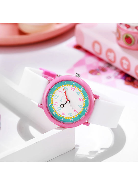 Techkidz Waterproof Quartz Children's Watch Flex Model White Pink