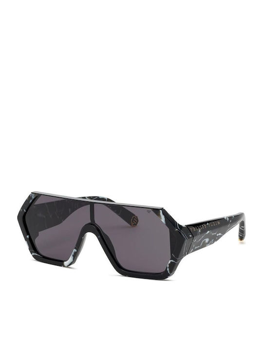 Philipp Plein Men's Sunglasses with Black Plastic Frame and Gray Lens SPP047 0Z21
