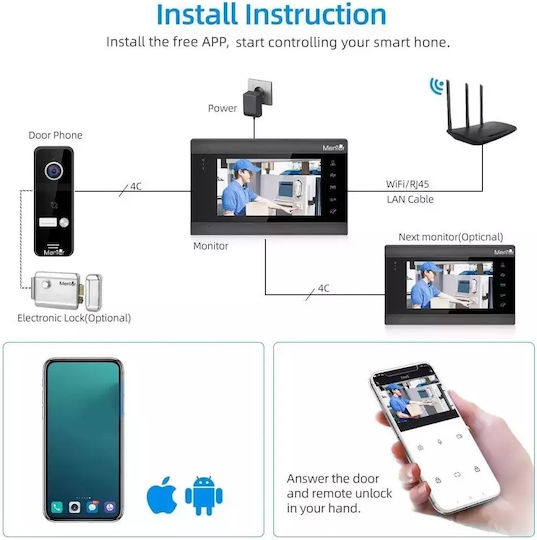 Post Exterior Intercom 1 Family Wireless Wifi Ip65 2mp Full-HD Ir 4 Fire Tag Mentor Sy060