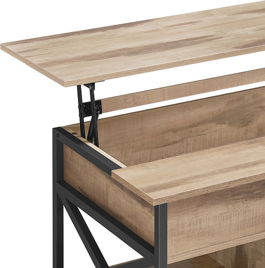 Rectangular Central Wooden Coffee Table with Lifting Mechanism Beige 120x60x48cm
