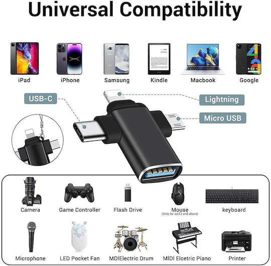 Techsuit Μετατροπέας USB-C / Lightning male σε Lightning / USB-C male 1τμχ