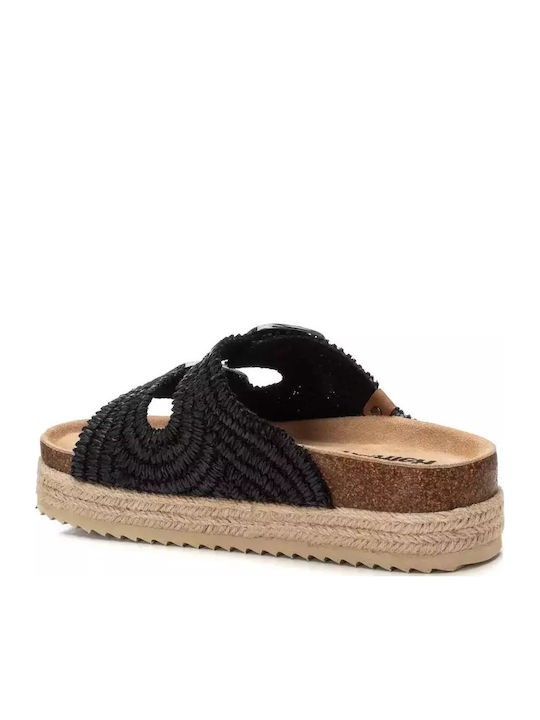 Leder Flache Sandalen für Damen Flatforms in Schwarz Farbe