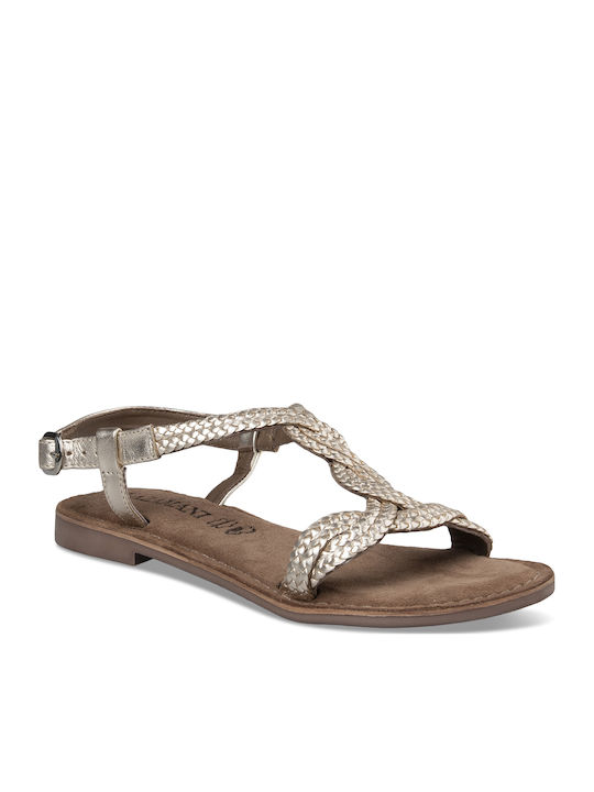 Women's Flat Sandals in Gold Color