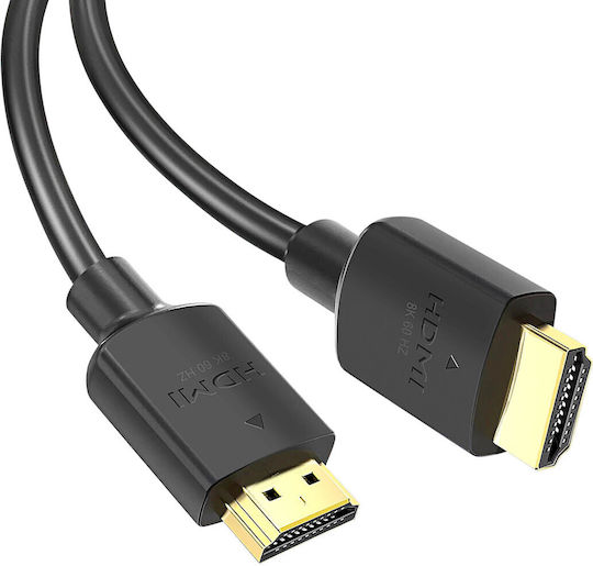 Swissten HDMI 2.1 Кабел 8K 60Hz Телевизори Златно Покрити Конектори 2м Черен