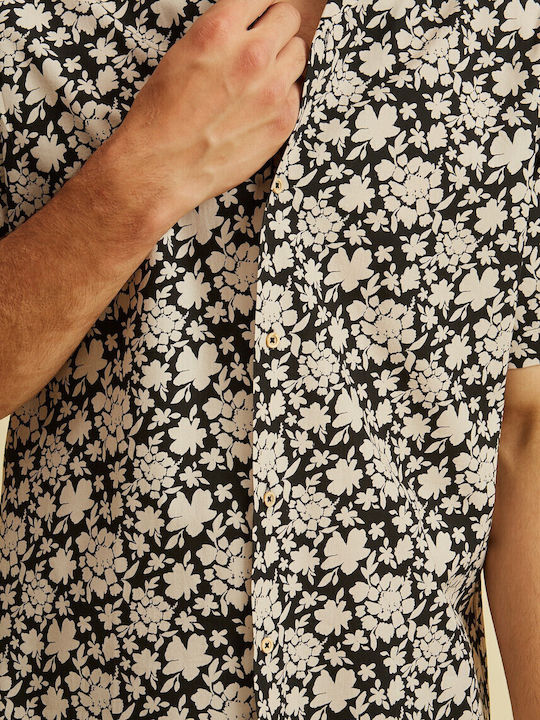 Short-sleeved Shirt Floral Black