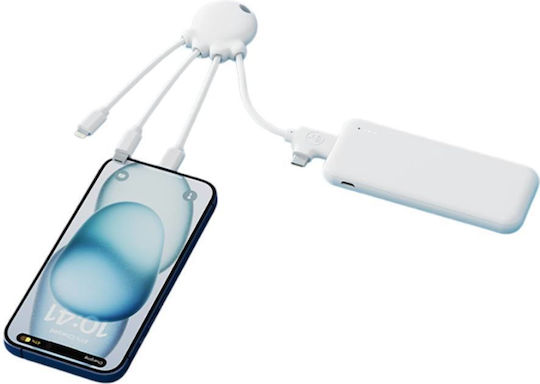 Xoopar Cabluri Multi Port Universal Usb A Microusb Usb C Lightning 2.1a Lungime 15cm Alb