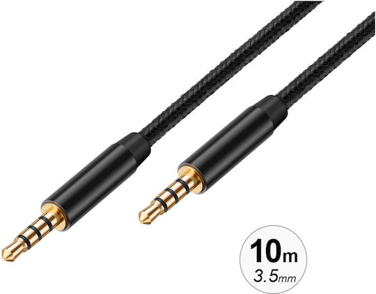Avizar 3,5mm Klinkenkabel Goldbeschichtet Geflochtenes Nylon Anschlüsse 10m Schwarzes
