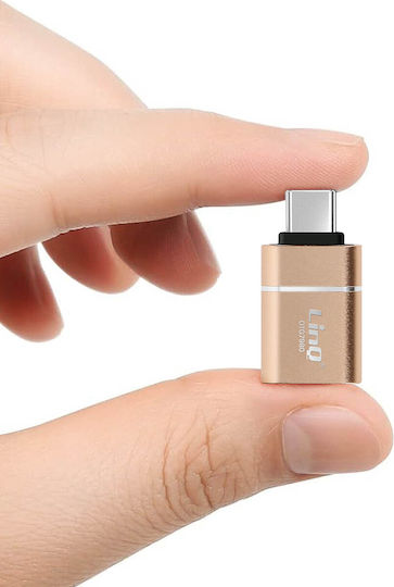 Linq Kompakt Bequemer Otg USB-zu-USB-C Konverter Gold