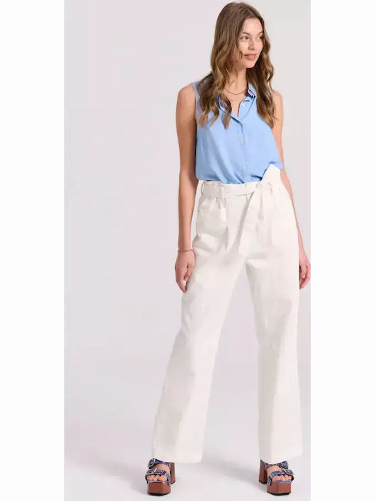 Ärmellos Damen Hemd Blau
