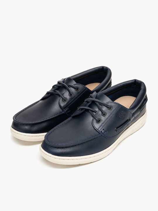Men's Leather Boat Shoes Blue