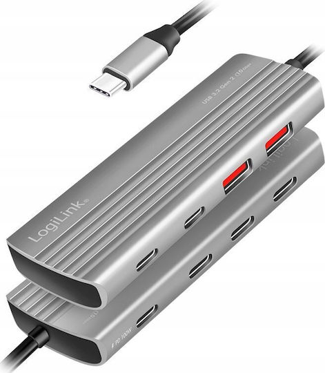 LogiLink Hub 7 Porturi USB 3.2 Cu Conectare USB-A / USB-C Gri