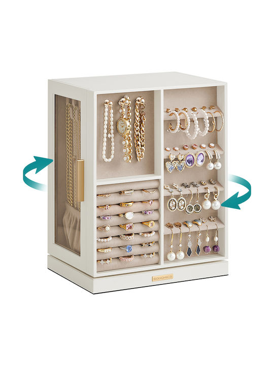 Songmics Wooden White Jewellery Box 24x17x28cm