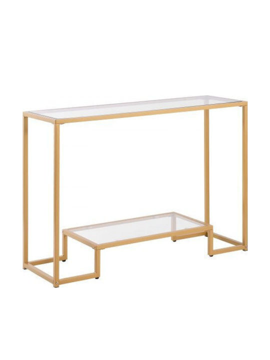 Console Table Metal with Glass Surface Golden L107xW35.4xH75.5cm