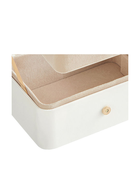 Songmics Wooden White Jewellery Box 16x11.6x7.5cm